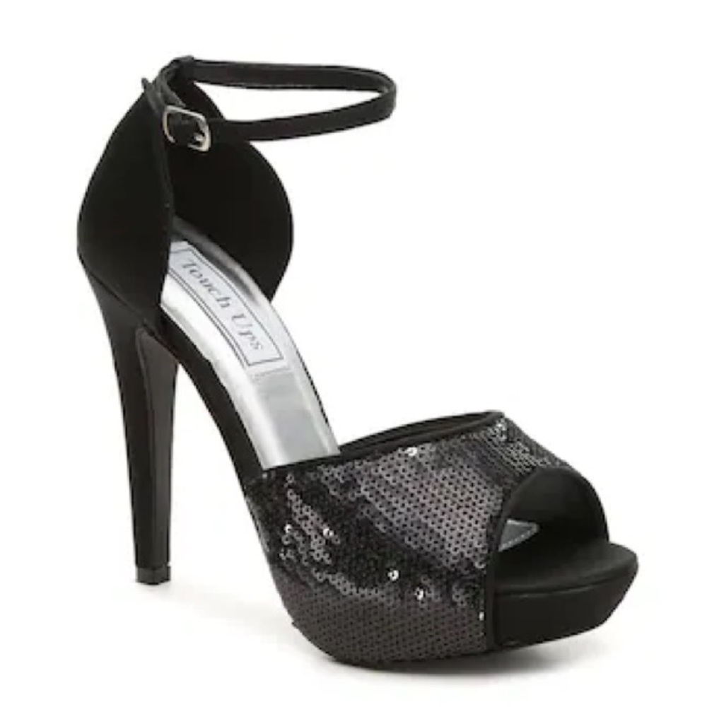 Black sequin formal heels
